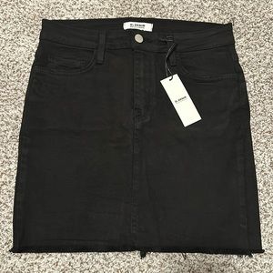 O2 Black Denim Skirt with Raw Hem